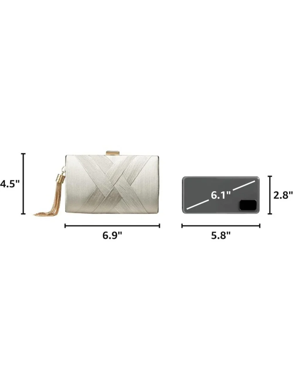 👜 Women's Silver Tassel Evening Clutch bag Crossbody Night out Clutch Purses